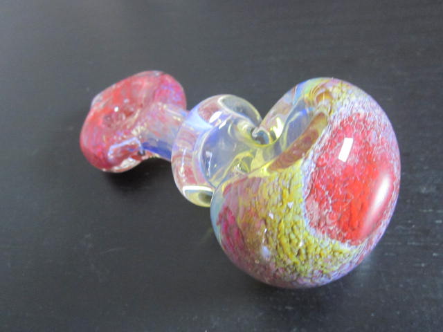Handmade red blue solid glass smoking weed pipe